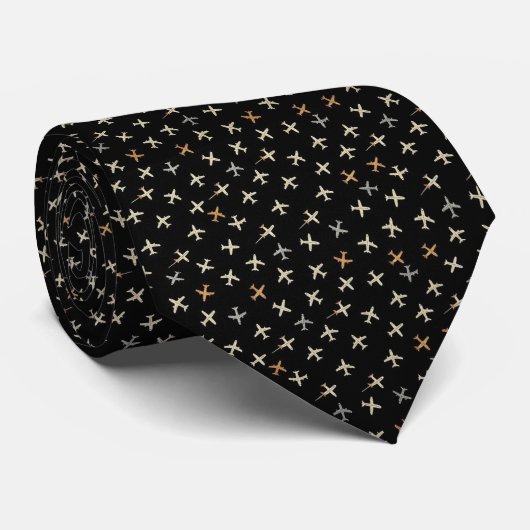 Pilot Faux Silk | Mikro-Flugzeug-Designer-Stil Krawatte (Gerollt)