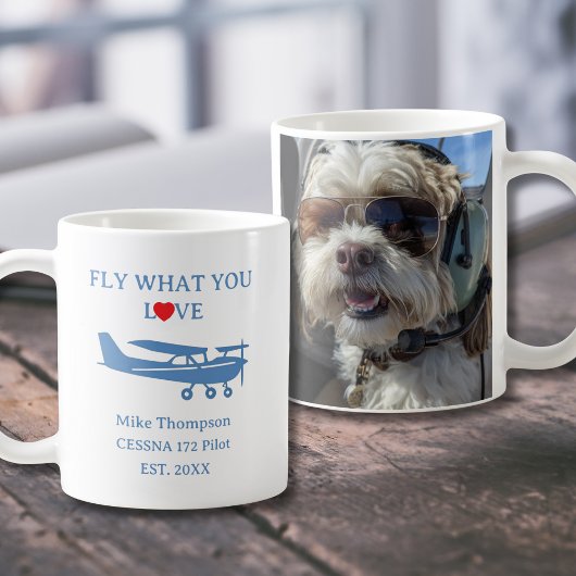 Pilot Fliege Was Du Liebst Foto Blau Personalisier Kaffeetasse