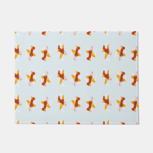 Pilot fliegendes Flugzeug am Himmel Fußmatte (Vorderseite)