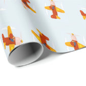 Pilot fliegendes Flugzeug am Himmel Geschenkpapier (Rolleneckpunkt)