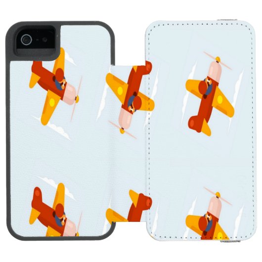 Pilot fliegendes Flugzeug am Himmel Incipio iPhone Geldbeutel-Hülle (Folio Geöffnet)