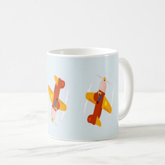 Pilot fliegendes Flugzeug am Himmel Kaffeetasse (VorderseiteRechts)