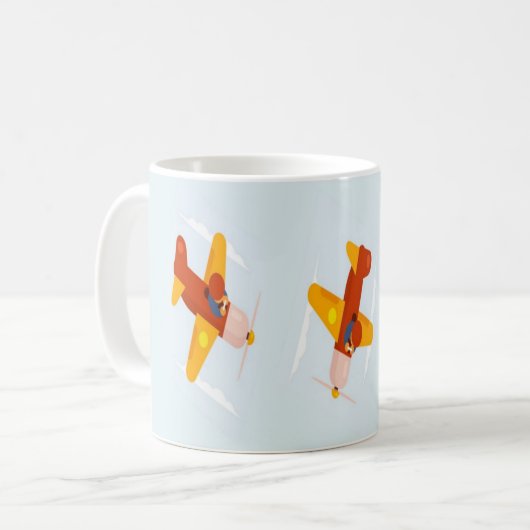 Pilot fliegendes Flugzeug am Himmel Kaffeetasse (Vorderseite Links)