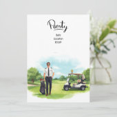 Pilot-Flieger Golfspieler  Einladung (Stehend Vorderseite)