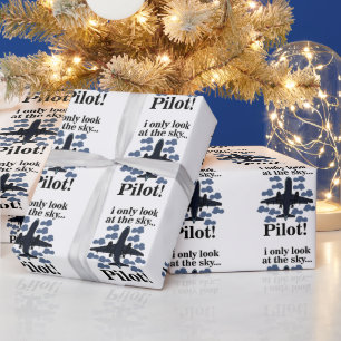 Pilot Flugzeug I Ich schaue nur auf den Himmel Pil Geschenkpapier
