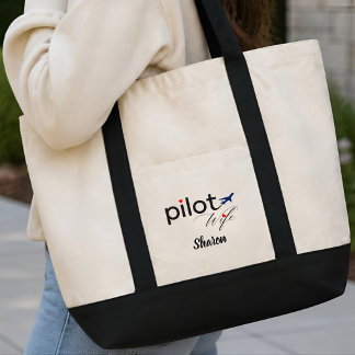 Pilot Frau Kalligrafie Flugzeug Spaß Personalized Tragetasche