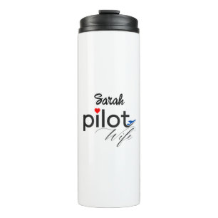 Pilot Frau Typografie & Flugzeug Einfach, Minimali Thermosbecher