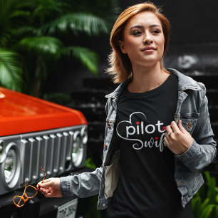 Pilot Frau Typografie & Flugzeug Einfach, Minimali Tri-Blend Shirt