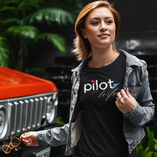 Pilot Frau Typografie & Flugzeug Einfach, Minimali Tri-Blend Shirt
