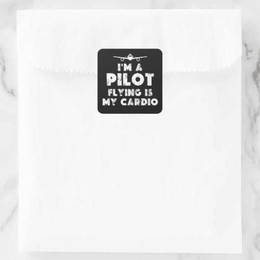 Pilot Funny Quadratischer Aufkleber (Tasche)