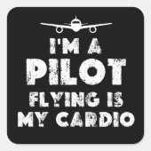 Pilot Funny Quadratischer Aufkleber (Vorderseite)