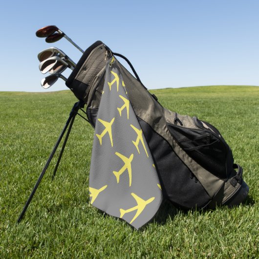 Pilot für Funkgelbes Flugzeug Golfhandtuch (Gras)