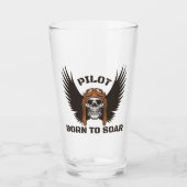 Pilot Geboren zu Sar Skull Wings Cooler Spaß Luftf Glas (Vorderseite)