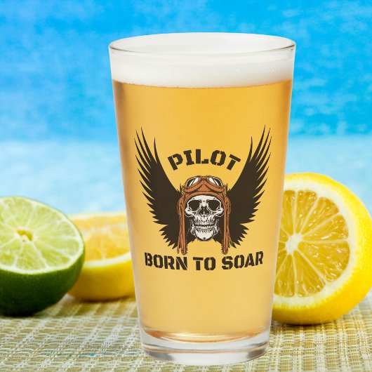 Pilot Geboren zu Sar Skull Wings Cooler Spaß Luftf Glas