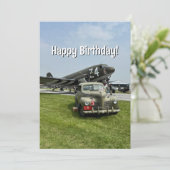 Pilot Geburtstag Vintages Flugzeug Militärwitz Karte (Stehend Vorderseite)