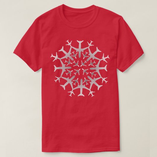 Pilot Gift Snowflake Airplanes Christmas Snow Avia T-Shirt (Design vorne)