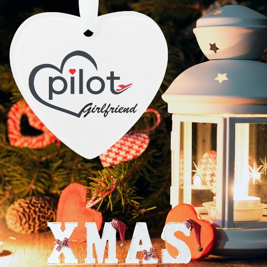 Pilot Girlfriend Typografy & Airplane,Personalisie Ornament