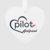 Pilot Girlfriend Typografy & Airplane,Personalisie Ornament (Vorderseite)