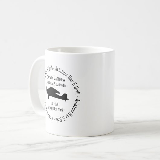 Pilot Grill Master Barkeeper Aviation Bar & Grill Kaffeetasse (Vorderseite Links)