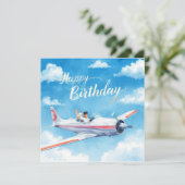 Pilot Happy Birthday on the airplane (Stehend Vorderseite)