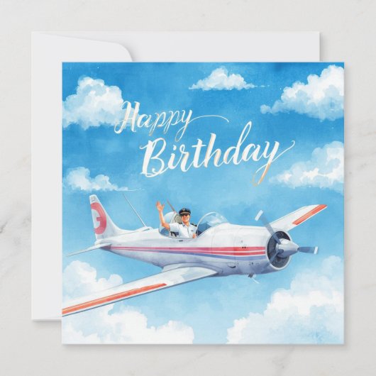 Pilot Happy Birthday on the airplane (Vorderseite)