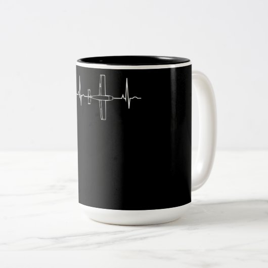 Pilot-Heartbeat-Geschenk für Flugzeuge Zweifarbige Tasse (VorderseiteRechts)