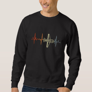 Pilot Herztakt Vintage-Look Flugzeug Luftfahrt Pla Sweatshirt