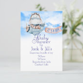 Pilot Hippo kündigt Baby Boy an Einladung (Stehend Vorderseite)