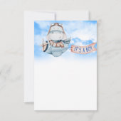 Pilot Hippo kündigt Baby Boy an Einladung (Rückseite)