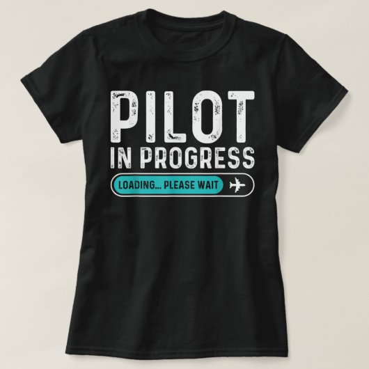 Pilot im Gange Bitte warten Funny Aviation Pilot T-Shirt (Design vorne)