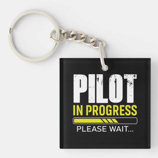 Pilot in Ausbildung… Bitte warten | Geschenkidee f Schlüsselanhänger (Vorderseite)