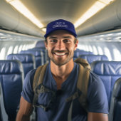 Pilot in bestickter Kappe des Zuges