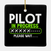 Pilot in der Flugschule für laufende Beladung Keramikornament (Rückseite)