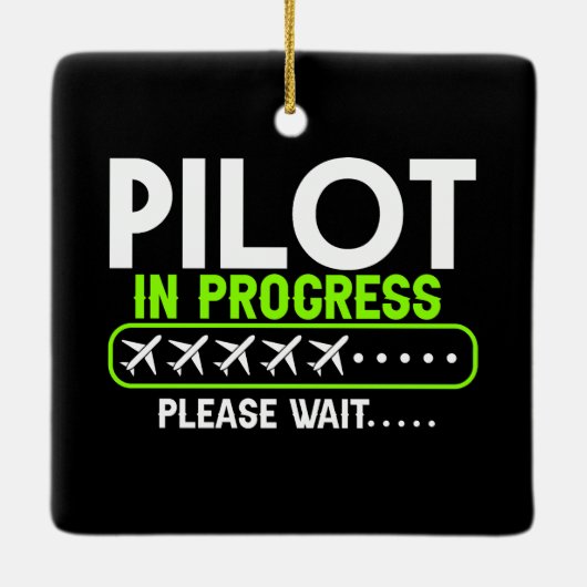 Pilot in der Flugschule für laufende Beladung Keramikornament (Rückseite)