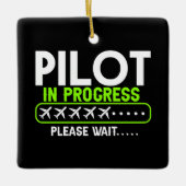 Pilot in der Flugschule für laufende Beladung Keramikornament (Vorderseite)