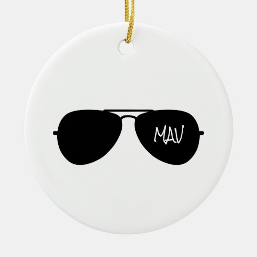 Pilot-INITIALS-MAV-Flugzeuge von Aviator-Sonnenbri Keramik Ornament (Vorne)
