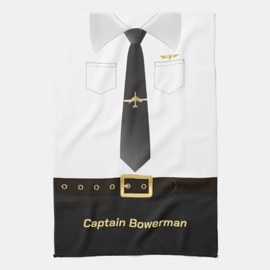 Pilot Kapitän Aviator Uniform personalisiert Geschirrtuch (Vertikal)