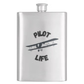 Pilot Life Typografie und Flugzeug Schwarz Modern Flachmann (Vorderseite)
