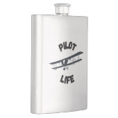 Pilot Life Typografie und Flugzeug Schwarz Modern Flachmann (Rechts)