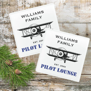 Pilot Lounge & Cool Airplane Aviation Personalisie Glasuntersetzer