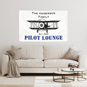 Pilot Lounge Cool Flugzeug Aviation Personalisiert Banner