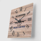 Pilot Lounge Flugzeug Luftfahrt Cool Personalisier Quadratische Wanduhr (Winkel)