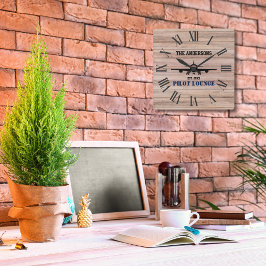 Pilot Lounge Flugzeug Luftfahrt Cool Personalisier Quadratische Wanduhr