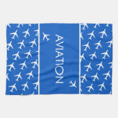 Pilot-Luftfahrzeug des Funky White Flugzeug Geschirrtuch (Horizontal)