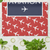 Pilot-Luftfahrzeug des Funky White Flugzeug Geschirrtuch (Gefaltet)