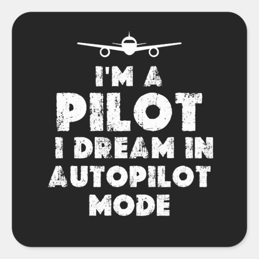 Pilot lustig quadratischer aufkleber (Vorderseite)