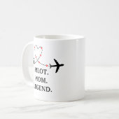 Pilot Mama Legende Flugzeug und Herz Custom Kaffeetasse (Vorderseite Links)