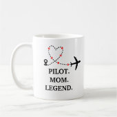 Pilot Mama Legende Flugzeug und Herz Custom Kaffeetasse (Links)