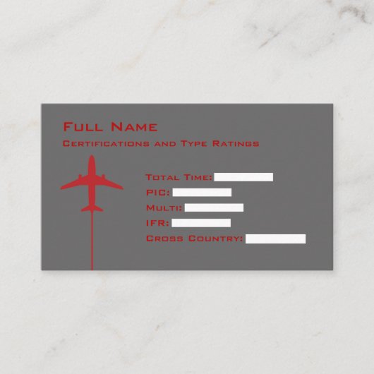 Pilot-Micro-Resume Visitenkarte (Vorderseite)