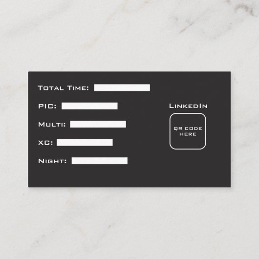 Pilot-Micro-Resume Visitenkarte (Rückseite)